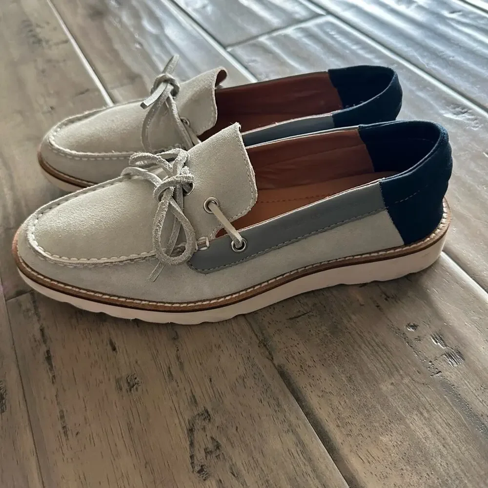 New men’s French connection gray suede loafer boat shoes sz 40